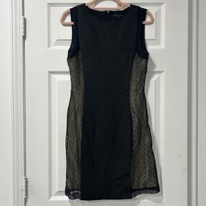 rag & bone Wool Blend Sheath Dress Black Lace Side Panels Sleeveless Size 8 EUC